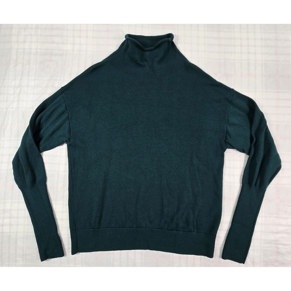 Aritzia Wilfred Womens Cyprie 100% Merino Wool Mockneck Sweater Teal Green XL